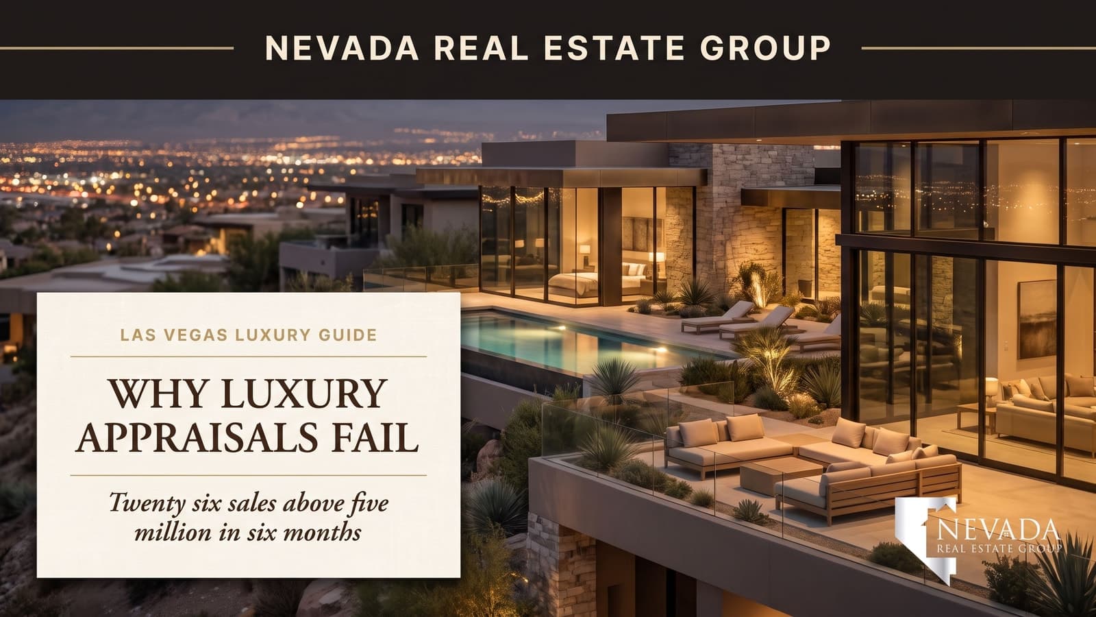 Las Vegas luxury estate at twilight, the kind of distinctive property that has few genuine comparable sales for an appraiser