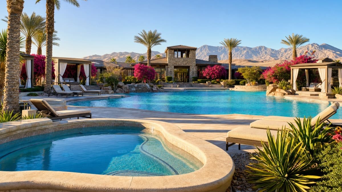 Trilogy Sunstone resort pool and clubhouse — Shea Homes 55+ active adult community in Skye Canyon, NW Las Vegas