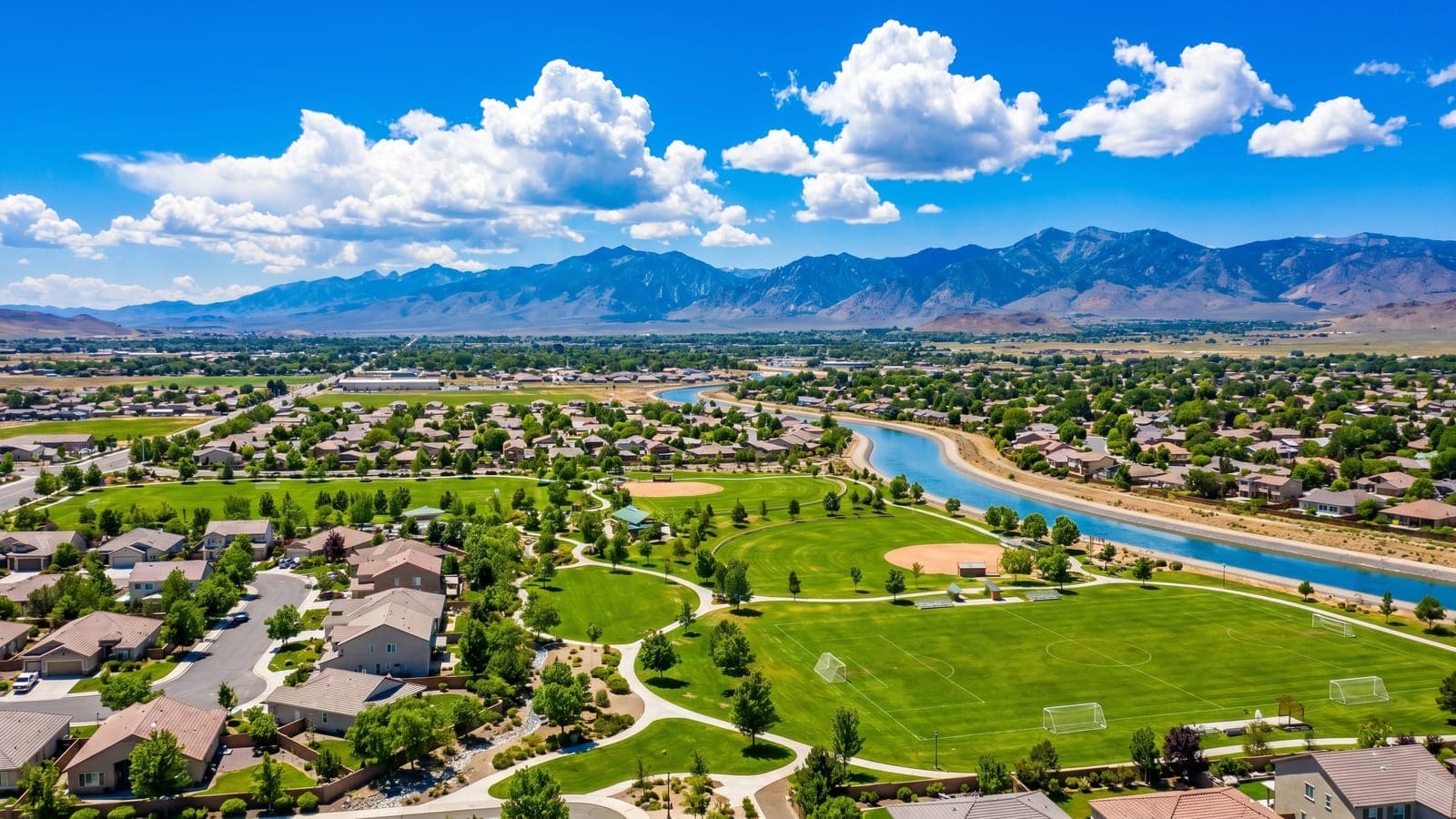 Fernley, Nevada newer subdivision with the high desert and distant Sierra beyond