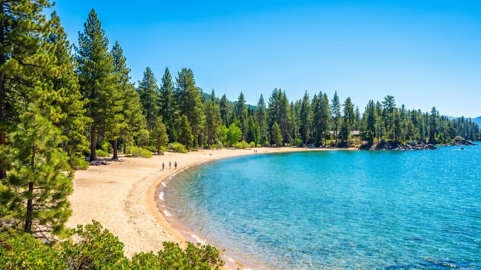 Marla Bay private lakefront homes on a sandy bay on the Nevada east shore of Lake Tahoe near Zephyr Cove