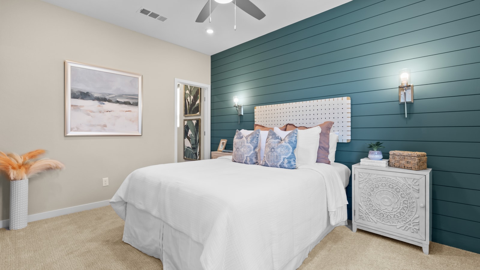 Beazer's furnished Sequoia bedroom-five model showing the downstairs guest-room space