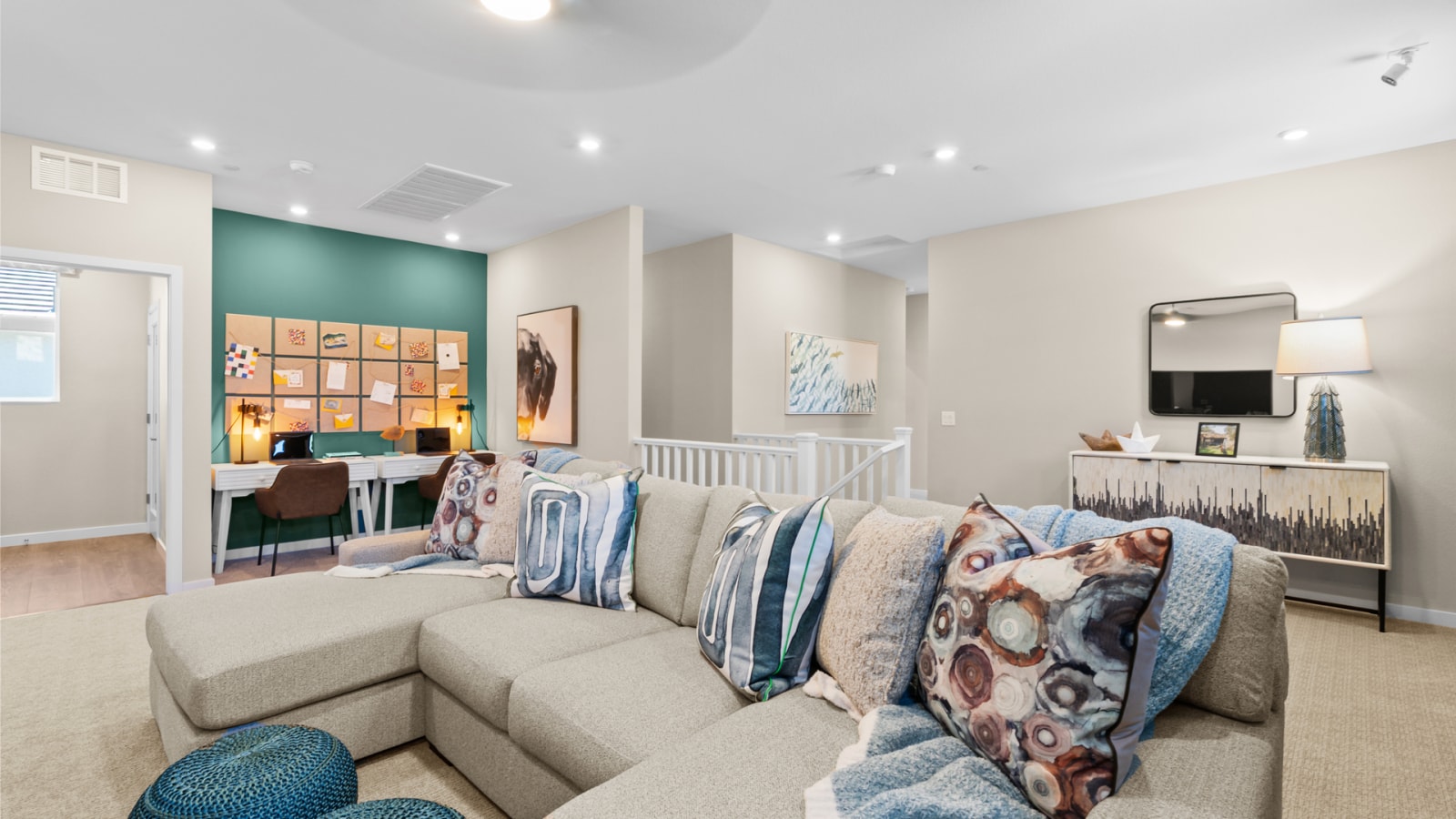 Beazer's Sequoia upstairs loft furnished as a second living area