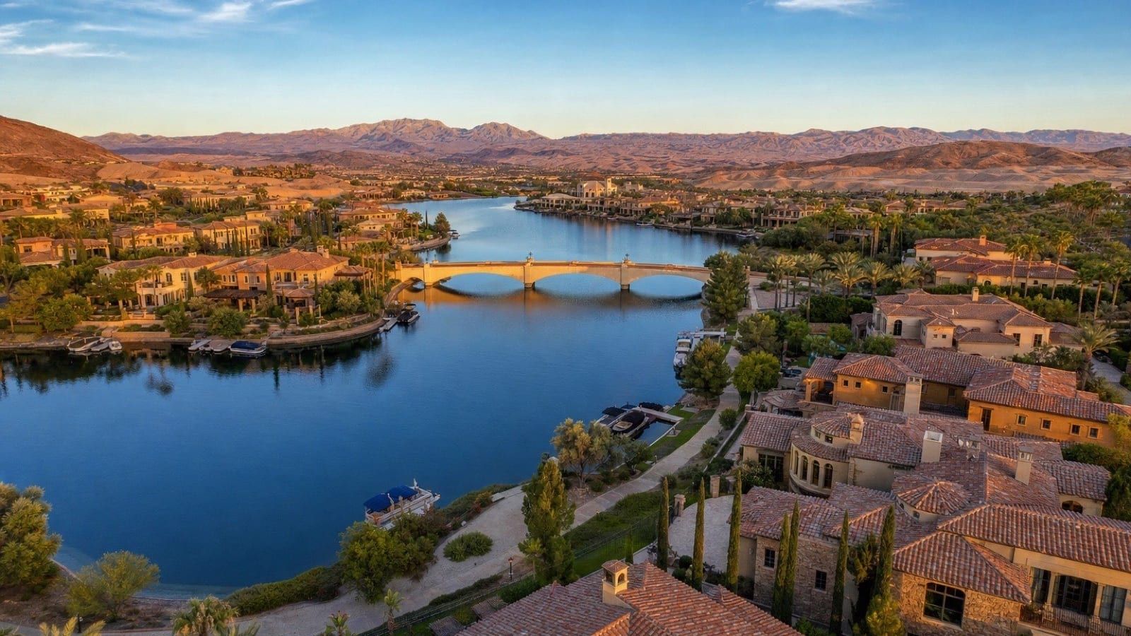 Lake Las Vegas waterfront and marina in Henderson, Nevada, where Blue Heron's Shoreline community sits