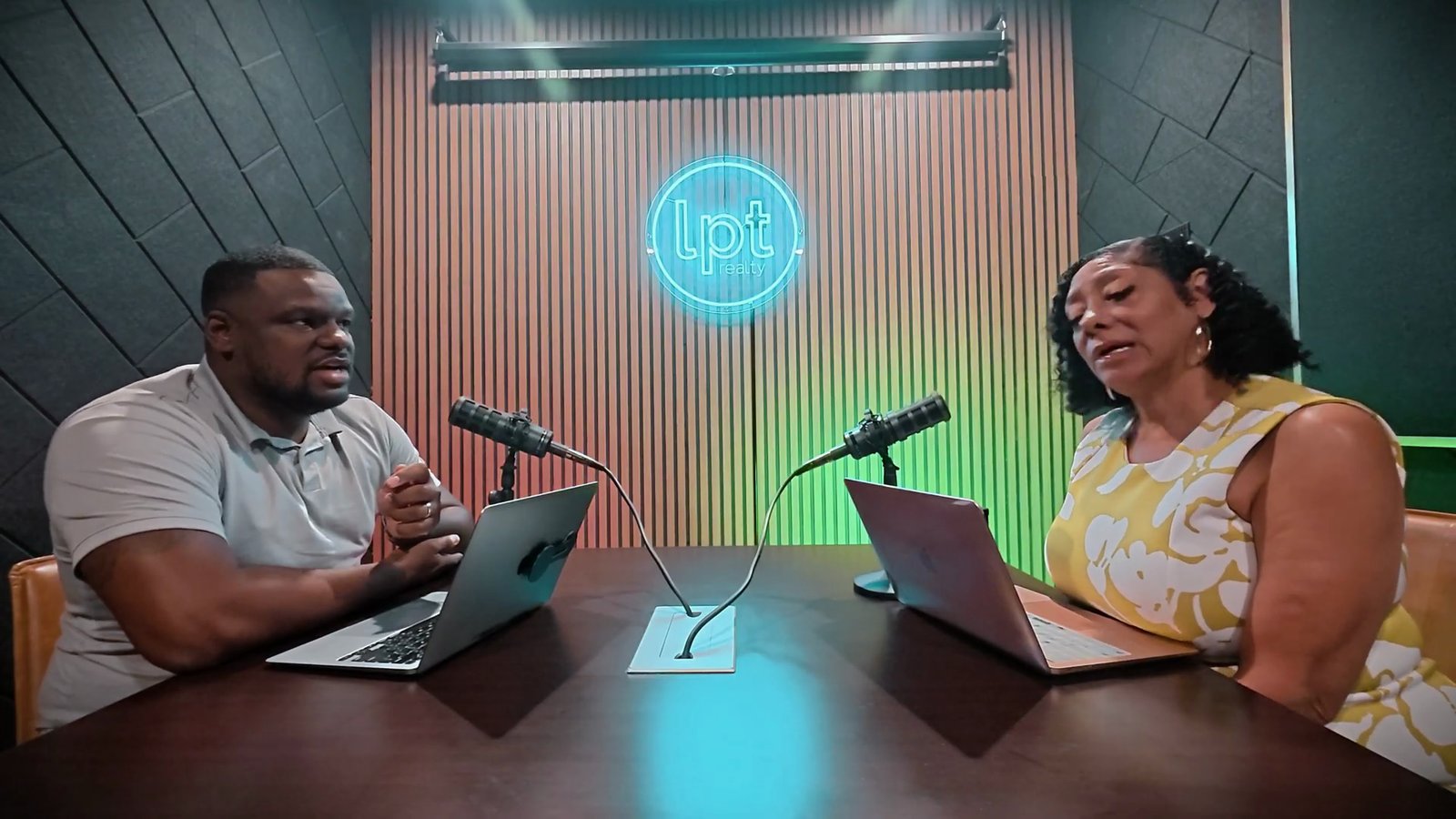 Nevada Real Estate Group agents Daniel Pittman and Mia Green recording a Las Vegas Playbook episode about privacy and luxury living