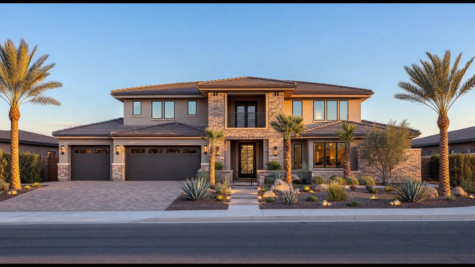North Las Vegas neighborhoods and mountains at sunset, the fast-growing north valley where Del Webb at North Ranch was built starting in 2020