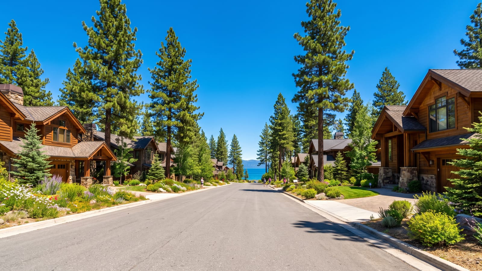 Luxury Incline Village neighborhood street near Lake Tahoe with a top real estate agent touring listings in 2026