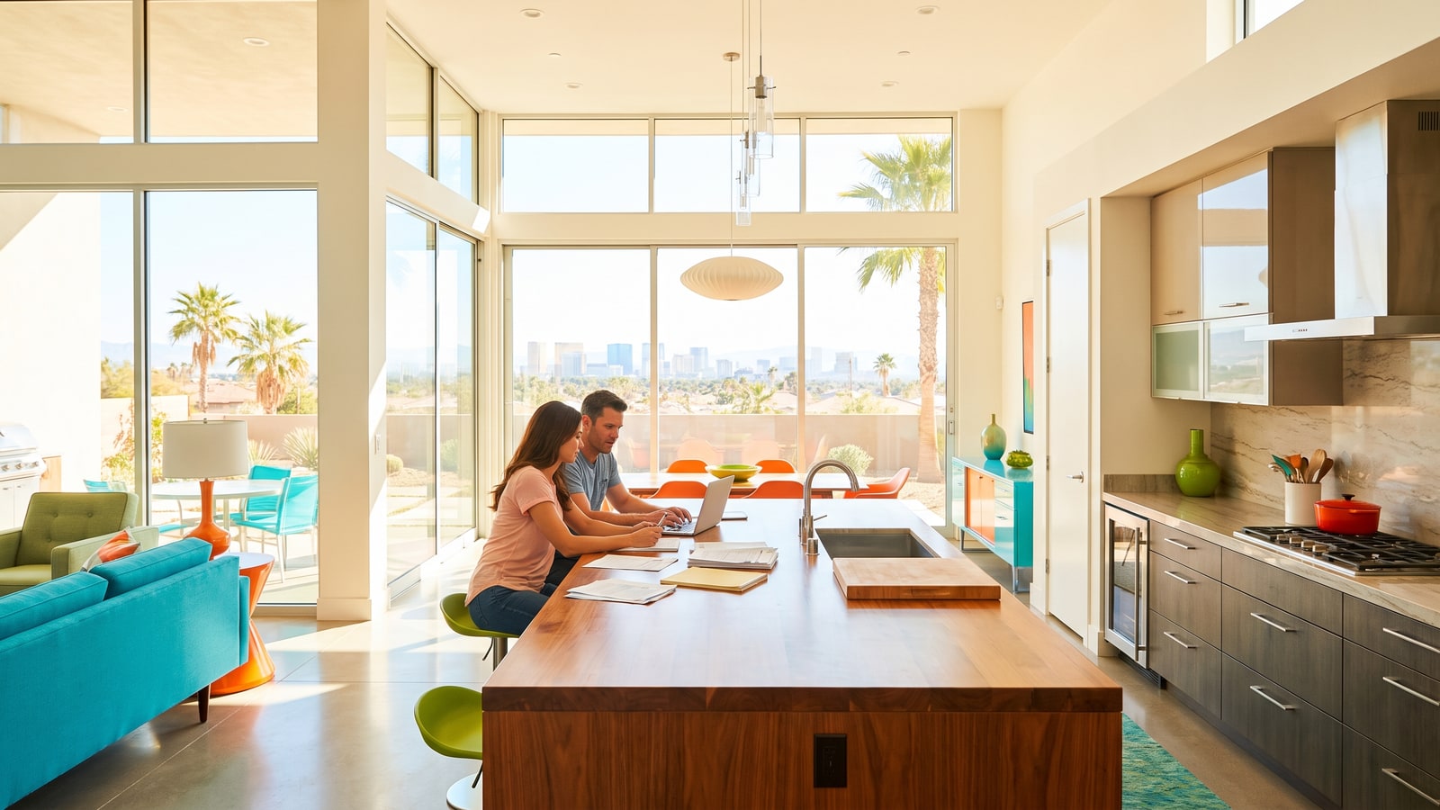 Las Vegas homeowners reviewing an insurance policy quote line by line in 2026
