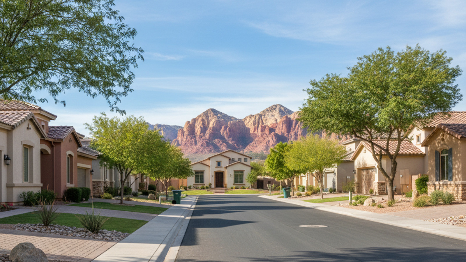 North Las Vegas master-planned community with newer single-family homes and mountain backdrop