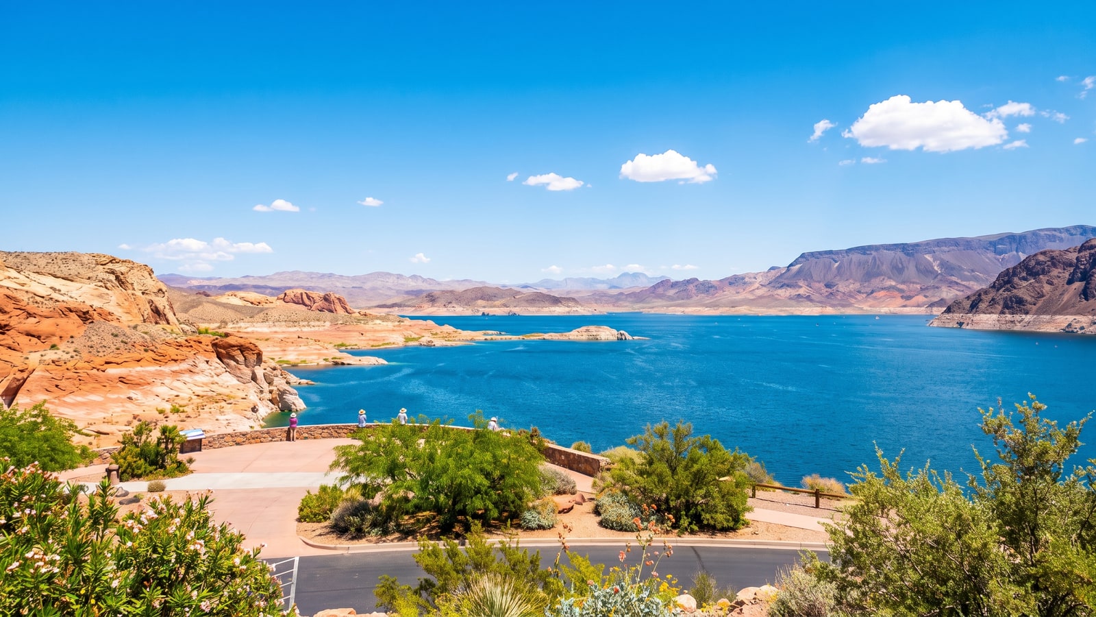 Vivid blue Lake Mead overlook near Boulder City, the water-recreation gateway for Las Vegas residents in 2026