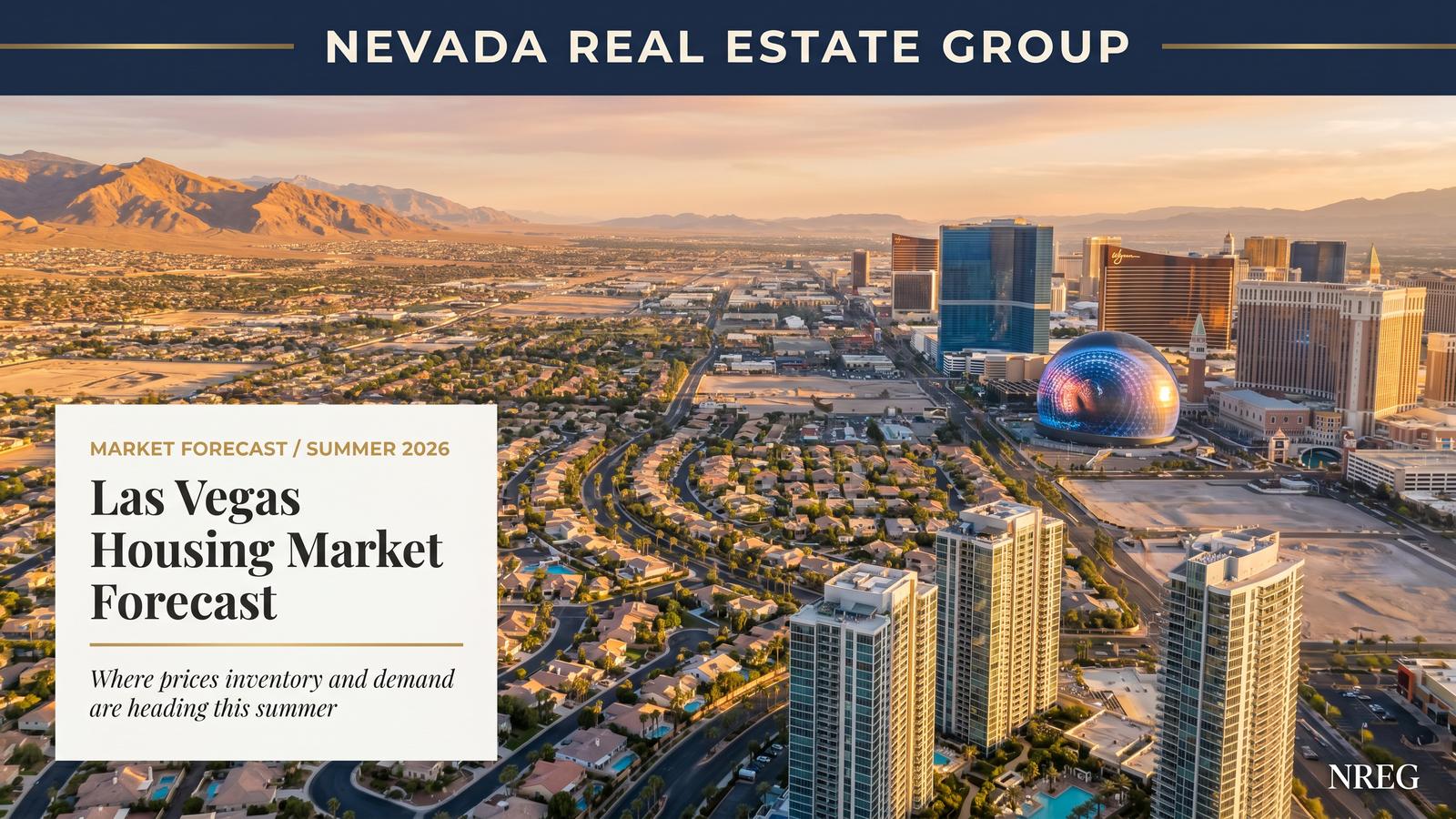Las Vegas valley neighborhoods at dusk illustrating a balanced 2026 housing market