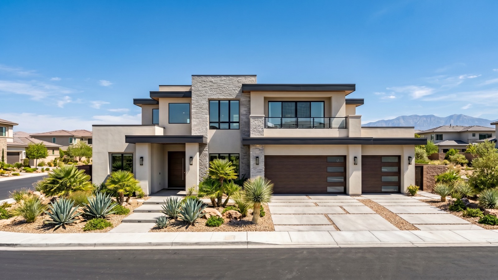 Modern two-story Las Vegas home with desert landscaping and a two-car garage, the kind of listing where a seller signs a Nevada listing agreement