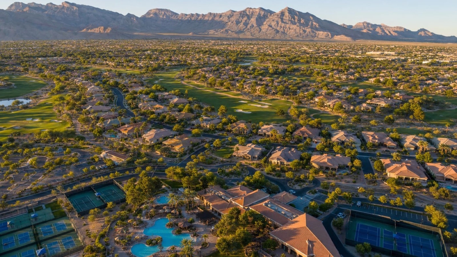 Summerlin master plan aerial in spring — peak Las Vegas home-selling season April through June