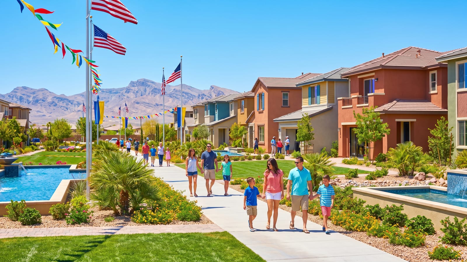 Model home row at a Las Vegas master-planned community grand opening in 2026