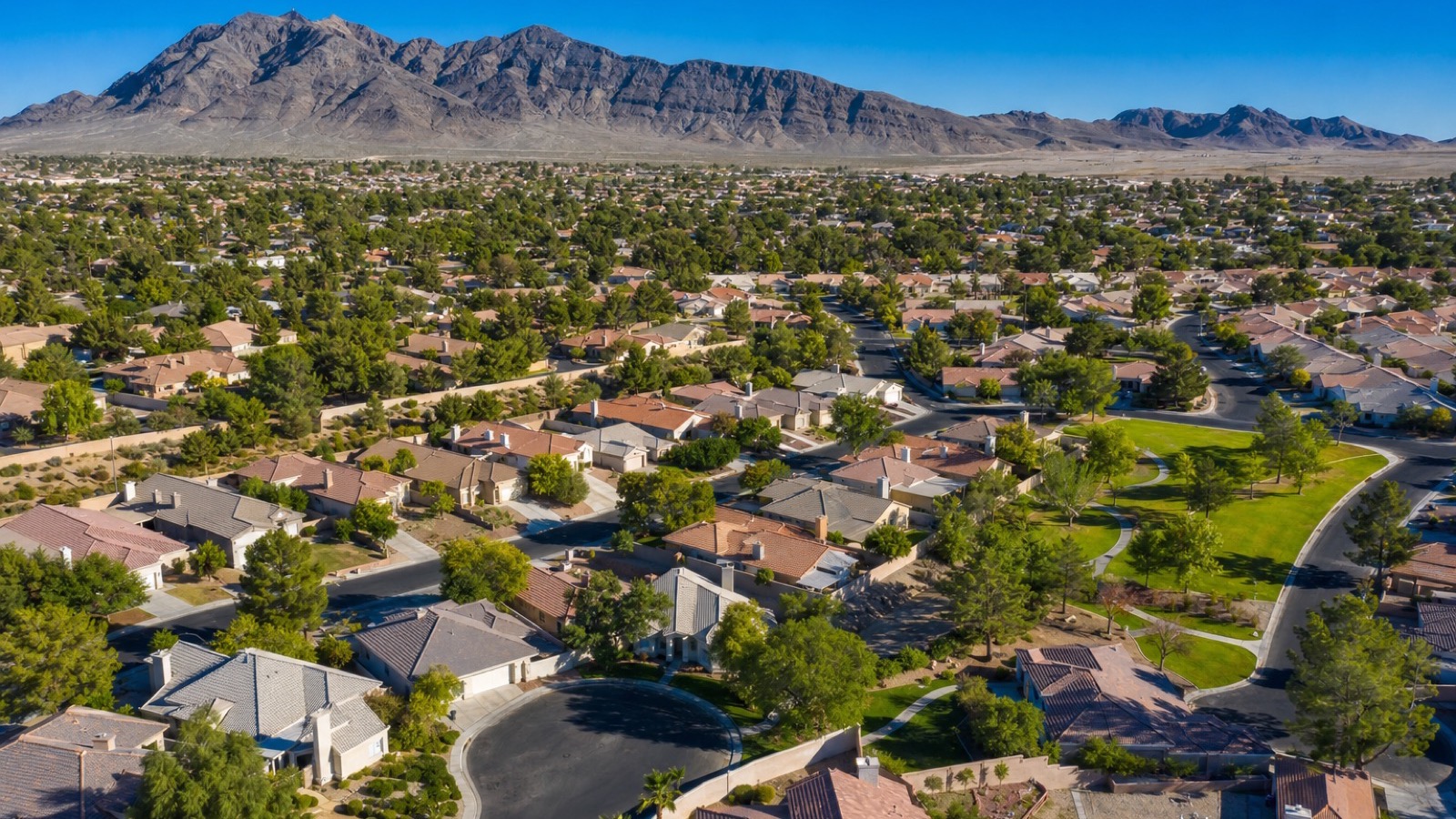 Aerial view of the Eldorado area of North Las Vegas showing established residential streets and mature neighborhood landscaping