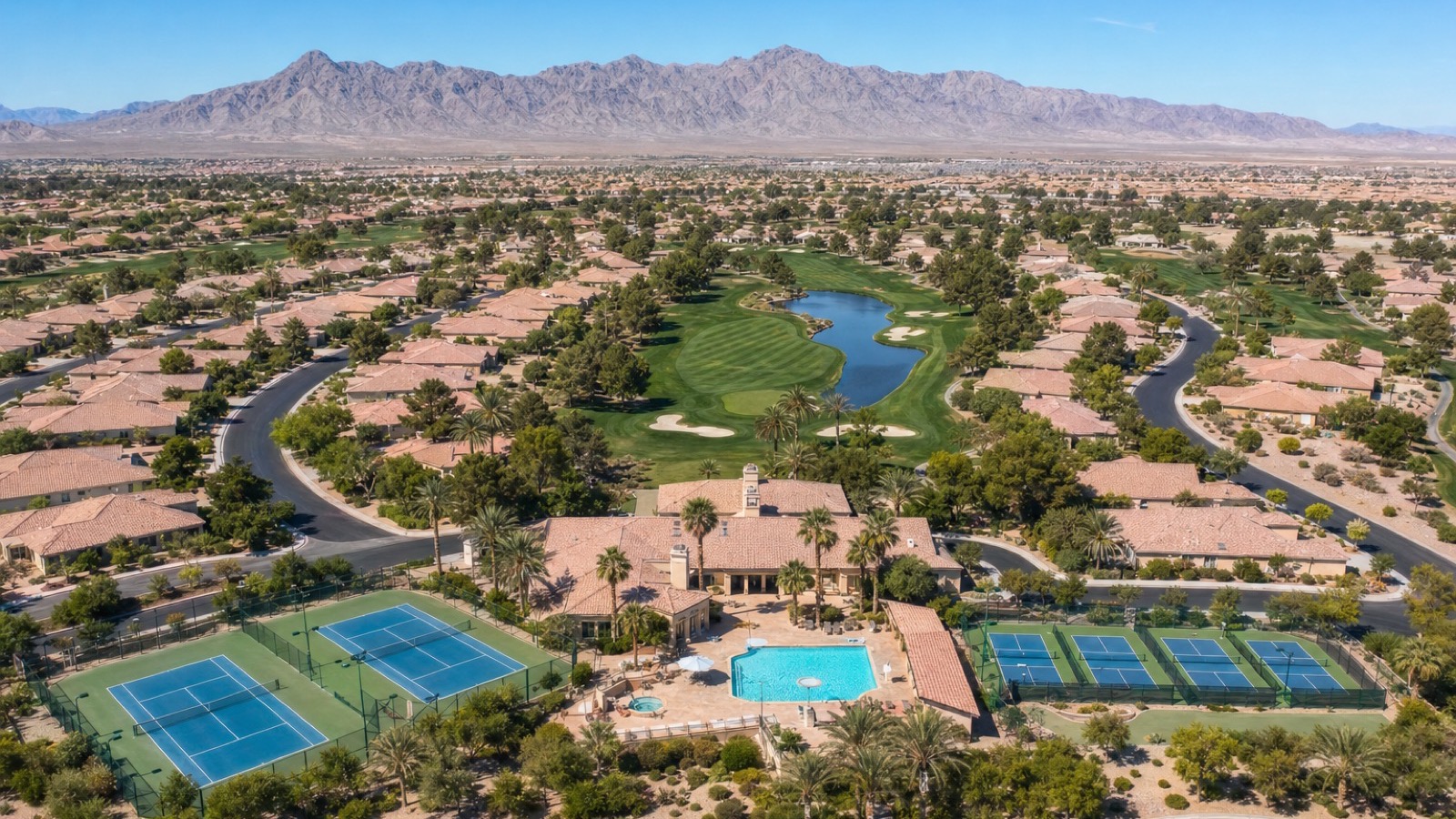 Aerial view of the northern edge of North Las Vegas near Tule Springs showing newer master-planned residential streets against open desert