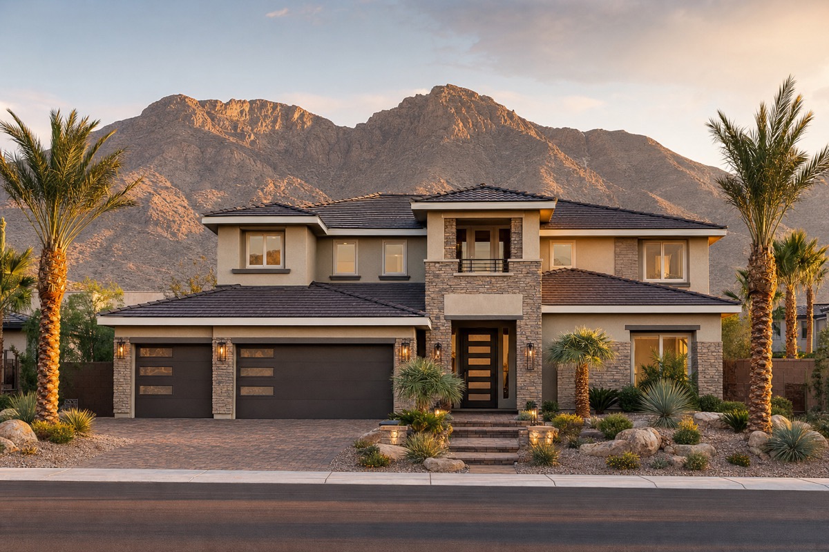 Mountain's Edge master plan in southwest Las Vegas showing the larger 2010-plus production builds with wider lots and family-oriented street layouts that work for RV-friendly properties