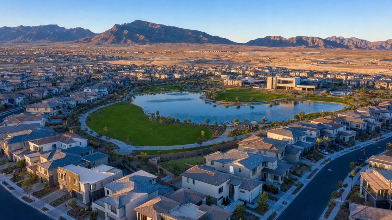 Aerial view of the Cadence master plan in Henderson ZIP 89011 near the Warm Springs Road corridor