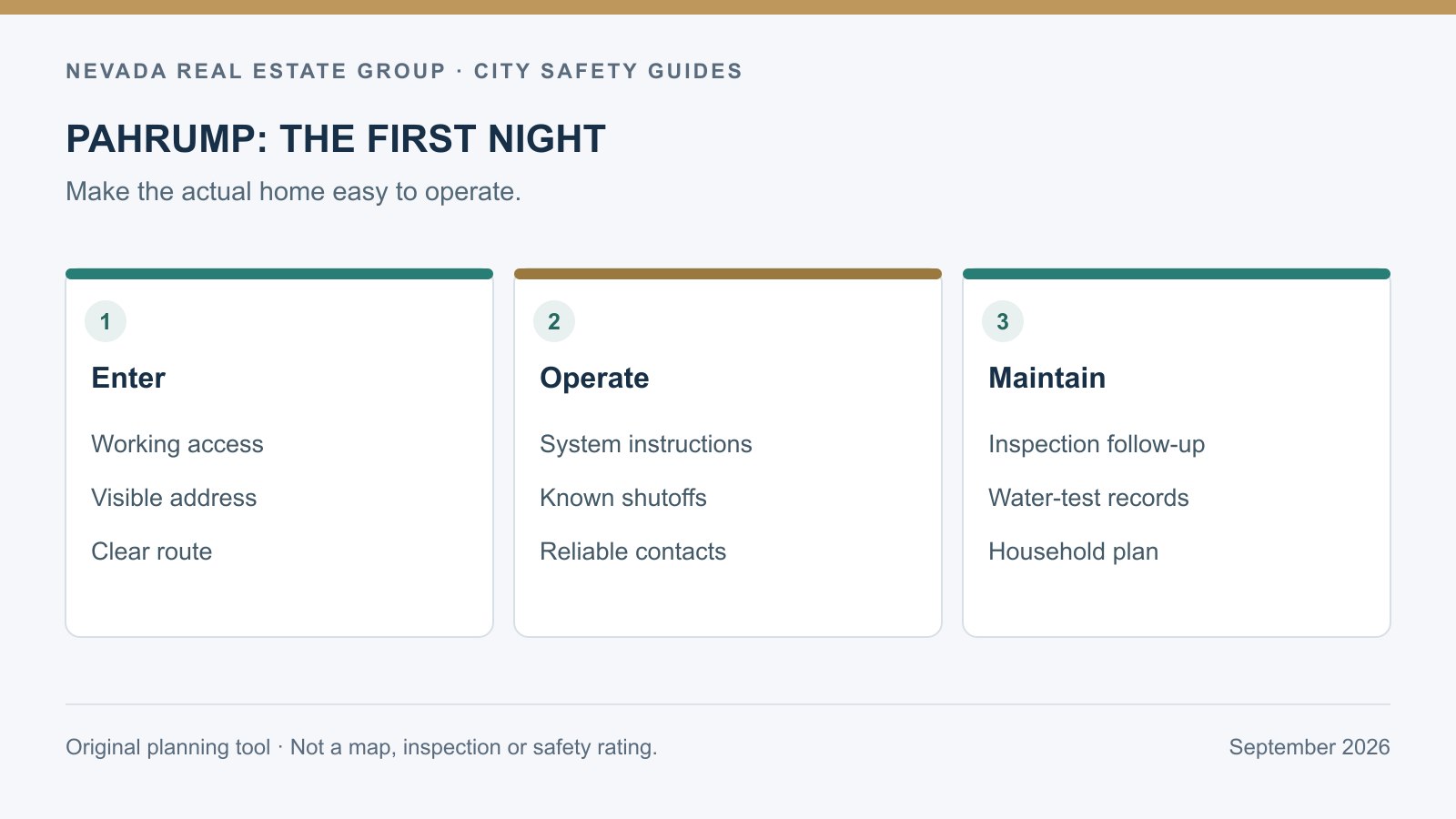 Pahrump move-in checklist for access controls, shutoffs, records and household planning