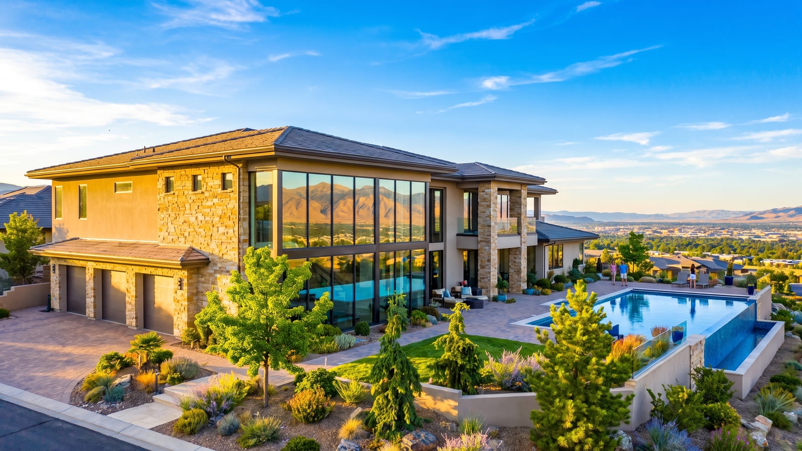 Residential neighborhood in Reno Nevada with the Sierra Nevada foothills behind