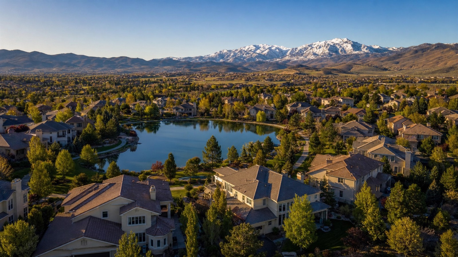 Aerial view of the Double Diamond area of south Reno Nevada, where the gated 86-home Miners Village age-qualified community was built between 1999 and 2002