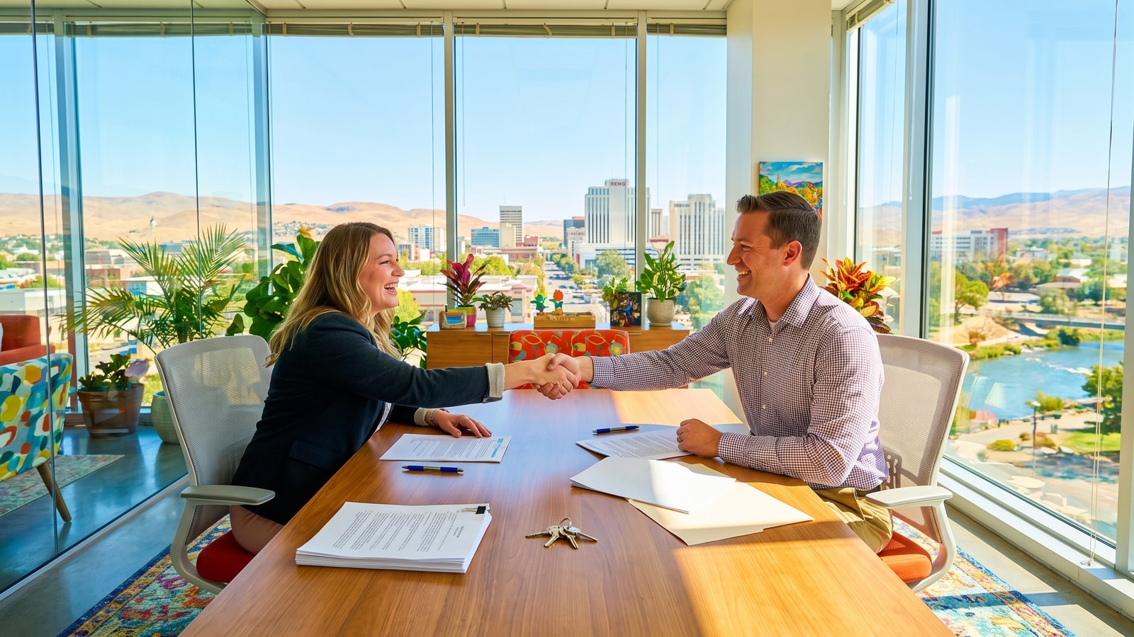 Reno home sale closing handshake — verified production and list-to-sold ratio rank the top agents