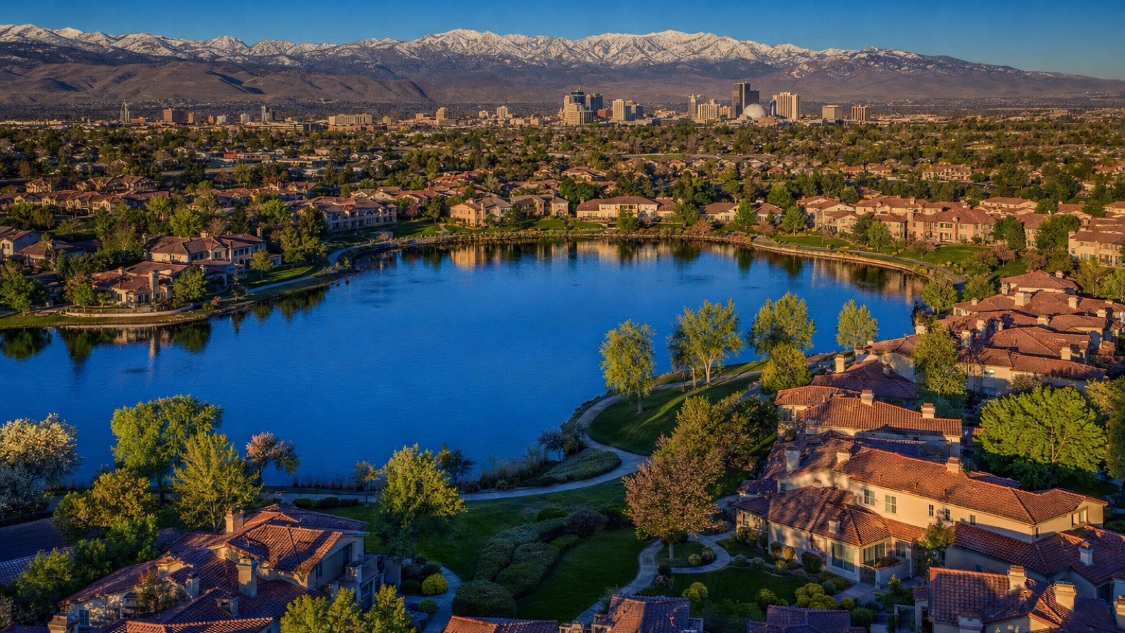 Aerial view of the Sparks Marina and surrounding Sparks neighborhoods, where no lease-option homes were listed among 372 active listings in September 2026