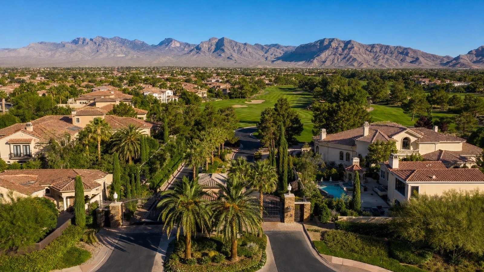 Guard-gated Las Vegas community street illustrating HOA resale package disclosure