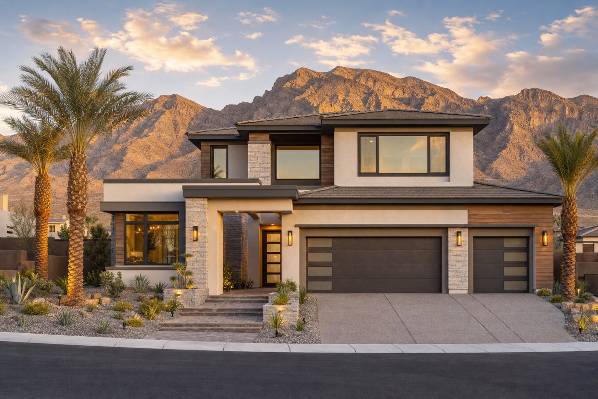 Skye Canyon master plan in northwest Las Vegas — production builder community with Lennar NextGen inventory, family-oriented amenities, and natural-area trails making it a popular landing zone for relocating multi-generational households