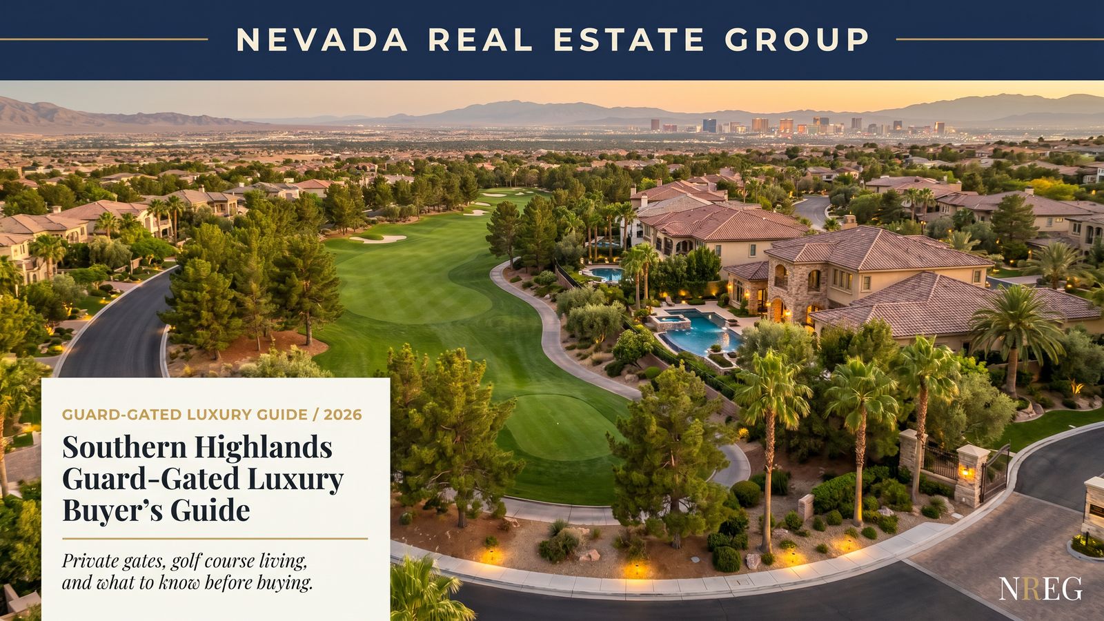 Southern Highlands Las Vegas guard-gated luxury homes with mountain backdrop