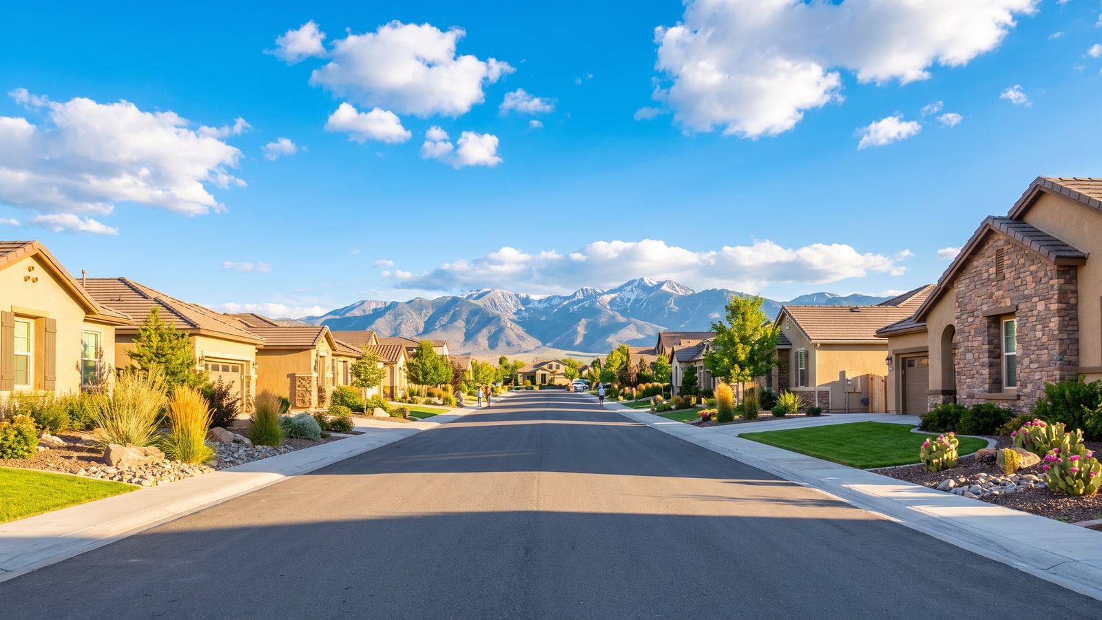 Spanish Springs Sparks Nevada suburban street with Sierra Nevada backdrop — family neighborhoods in the Sparks NV housing market's move-up tier