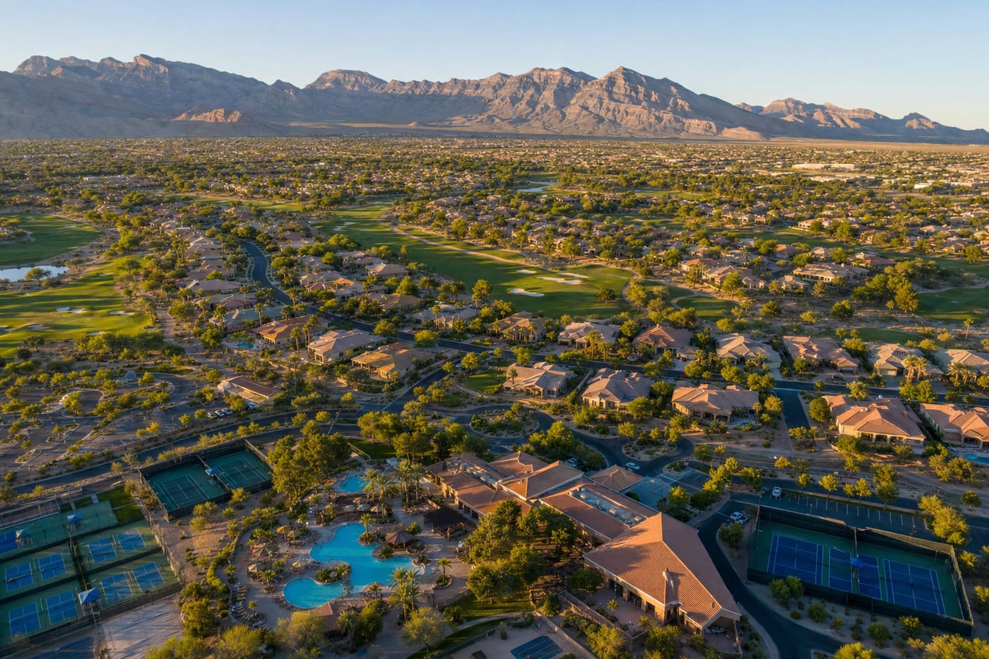 Summerlin master plan aerial with Red Rock — NREG #1 in Summerlin transactions