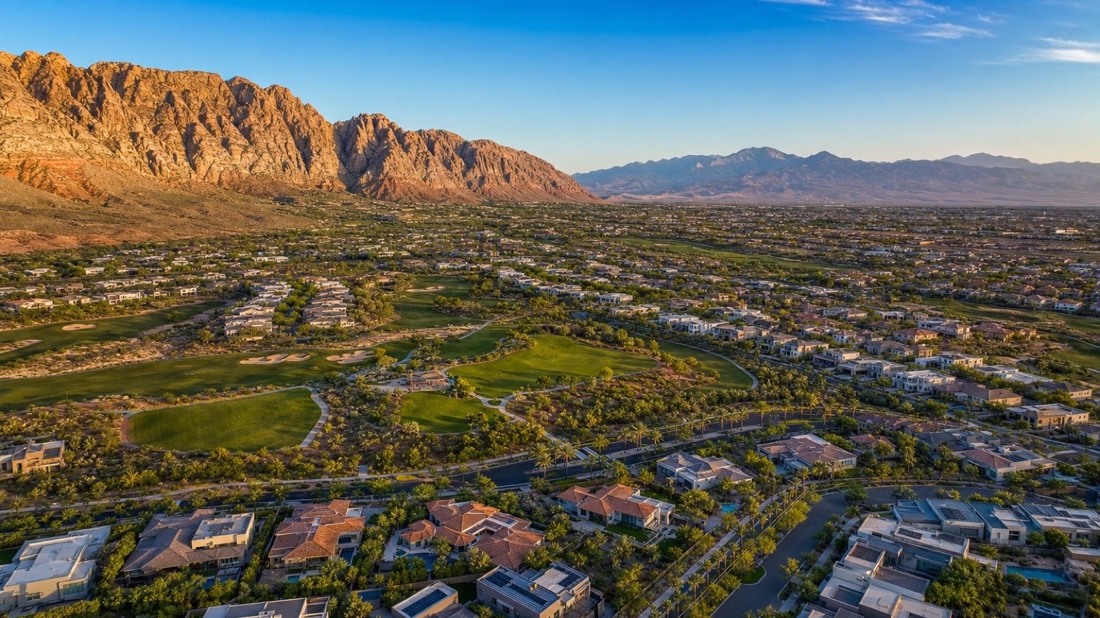 Neighborhood park and walking trail in a Summerlin village in Las Vegas