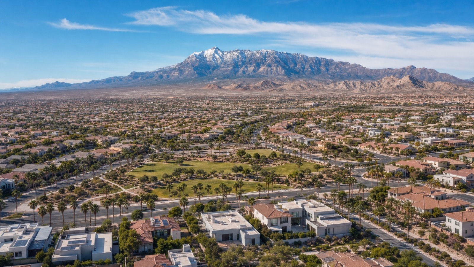 Northwest Las Vegas homes with a clear view of Mount Charleston and the Spring Mountains, the mountain-facing view that Skye Canyon lots offer at 2,800 to 3,200 feet of elevation