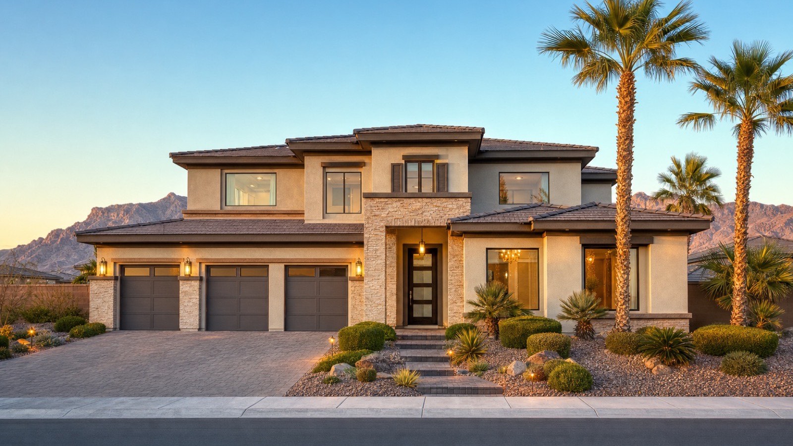 Aliante master plan in North Las Vegas at sunset, home to the Sun City Aliante 55+ community and the Aliante Golf Club