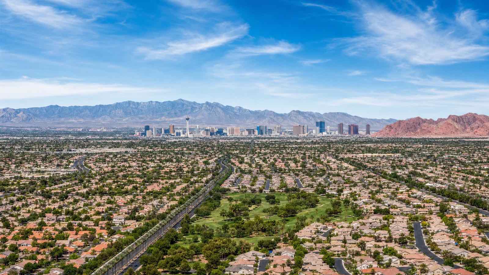 Las Vegas Valley residential overview showing the wide suburban grid that absorbs tens of thousands of out-of-state movers annually