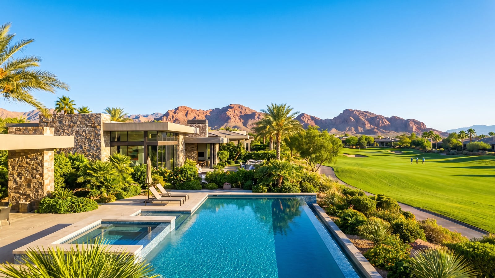 Contemporary golf estate with pool and Red Rock views representing the Summit Club sweep of 2026 Las Vegas top sales